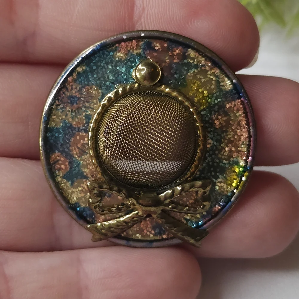 Vintage Mesh Hat Glitter Brooch